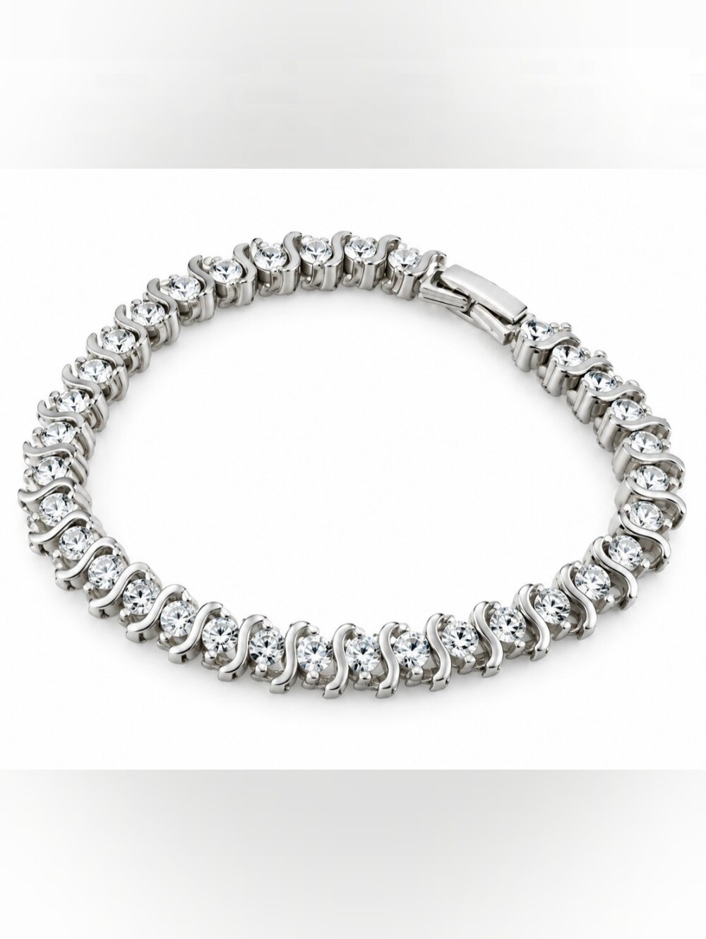 Classic Silver-Tone Crystal Tennis Bracelet - Clear